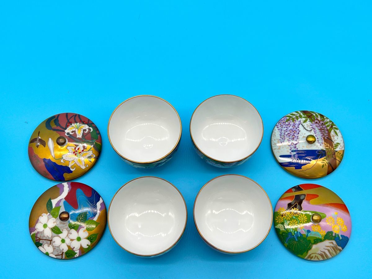 羽柴正和 宮中の花歳時記 高級 煎茶碗 蓋付茶呑 6客揃