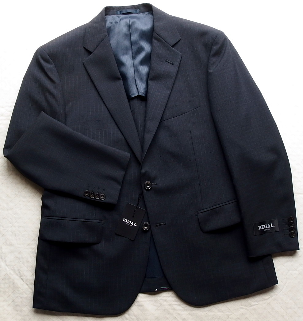 大人気，人気SALE □新品 REGAL 春夏ウール2Bジャケット 黒/織柄グラフ 