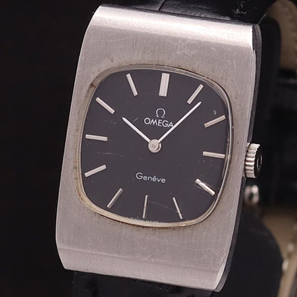1円 オメガ 手巻き ジュネーブ 黒文字盤 メンズ腕時計 0034100YSD