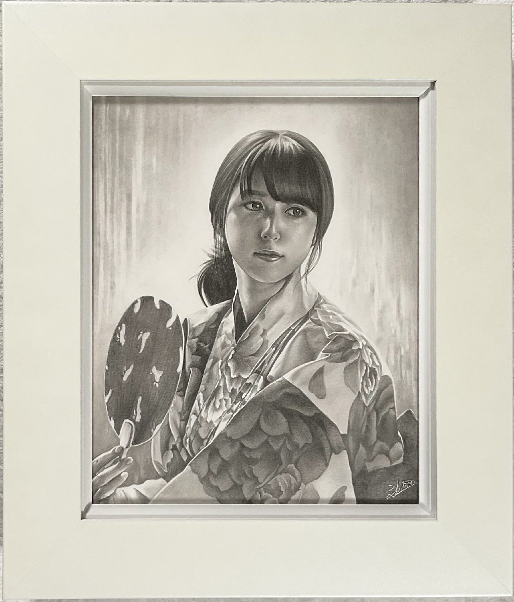代理出品】江副拓郎(1983-)○現代美人画『宵山』鉛筆画3号○2020年○獺