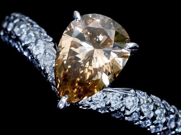 1円～【ジュエリー極】超希少！超大粒極上天然１粒ブラウンダイヤモンド1.353ct＆脇ダイヤ0.30ct 高級Pt900リング k6394ix【送料無料】