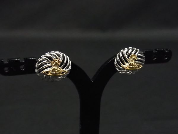 1円 ■美品■ Vivienne Westwood ヴィヴィアンウエストウッド オーブ ピアス アクセサリー レディース シルバー系×ゴールド系 AK2303ヒN