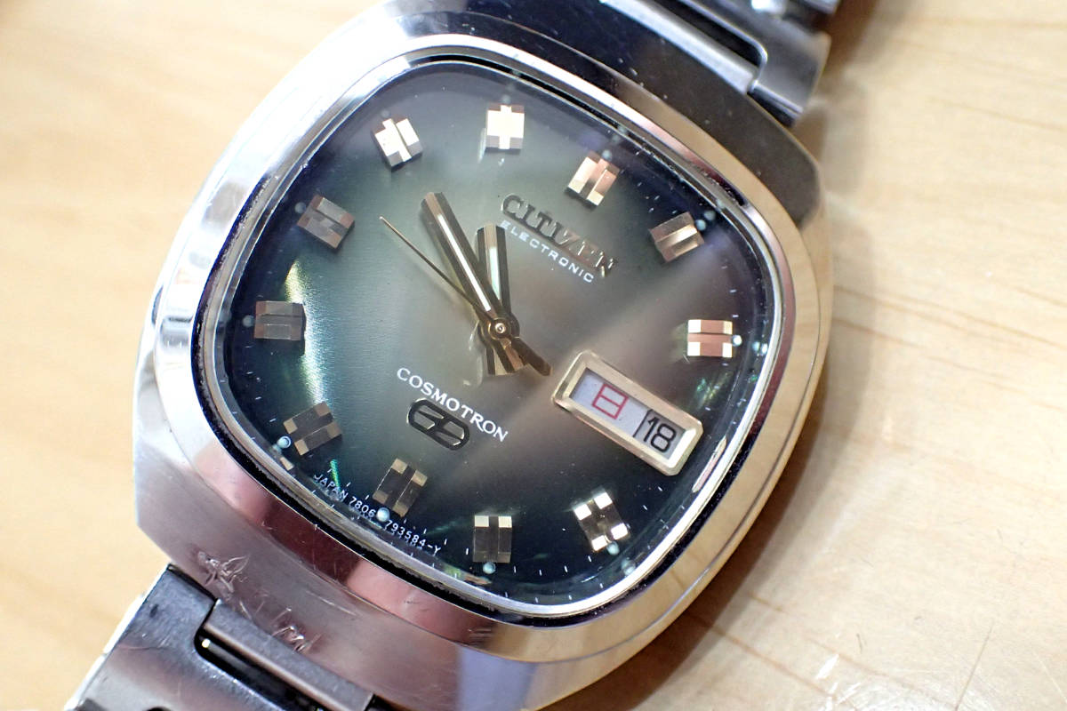 コスモトロン シチズン CITIZEN 電磁テンプ 電子テンプ グリーン 