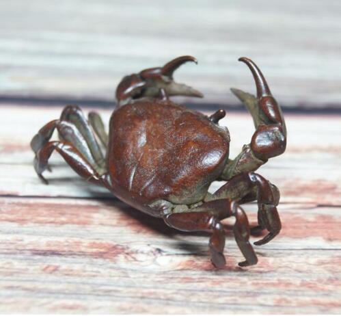 伝統工芸品 茶道具 蟹 カニ 純銅製 置物 民芸品 細密彫刻 車内置物