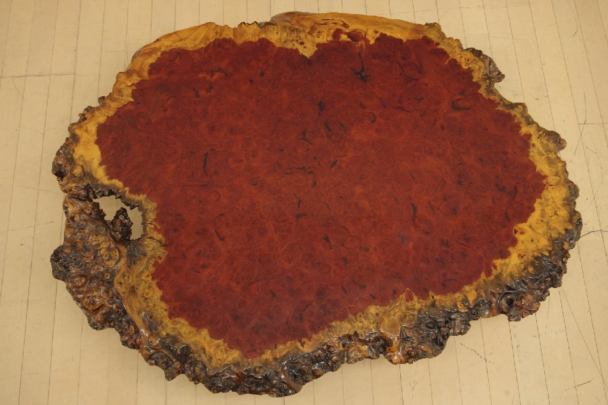 高級 唐木 花梨無垢材 一枚板 座卓 瘤杢 葡萄杢 玉杢 4.5cm厚 約130×101cm 座敷机 天然木 センターテーブル リビング 和室 和家具 古民家