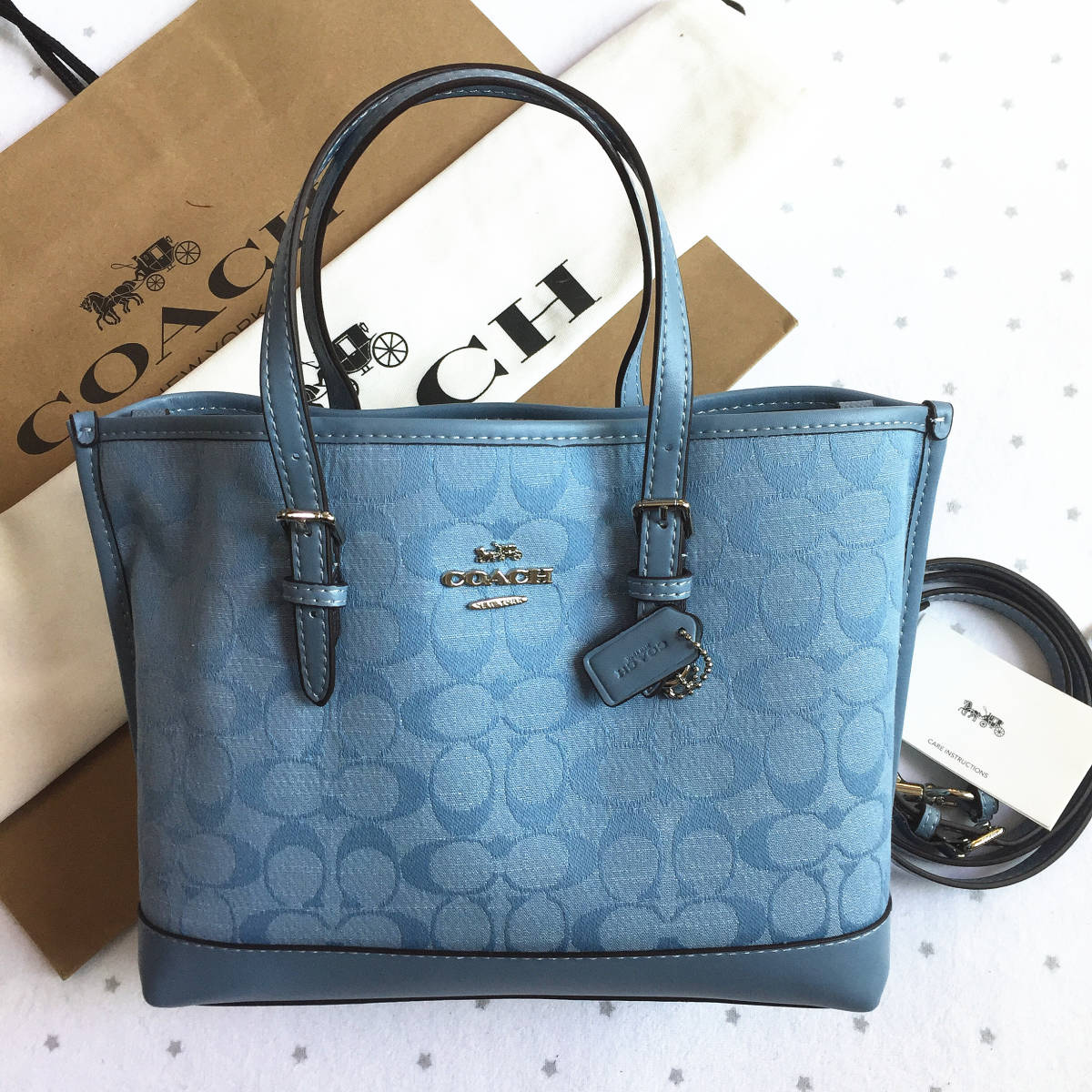 【新品未使用】COACH コーチバッグ CH228 デニム系ブルー ハンドバッグ ショルダーバッグ トートバッグ レディース アウトレット品