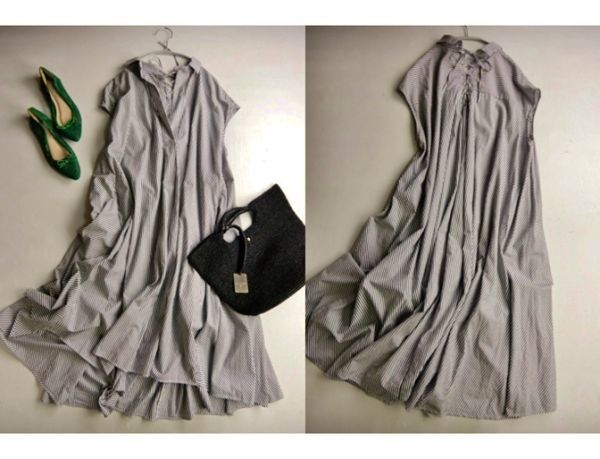 ジャーナルスタンダード JOURNAL STANDARD コットン100%後ろレースアップゆったりオーバーサイズたっぷりAラインスキッパーワンピース♪