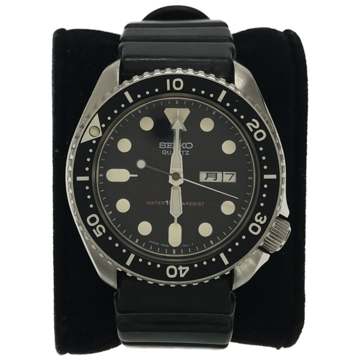 SEIKO セイコー DIVER ダイバー 150m 7548-7000 クォーツ デイデイト 純正ラバーベルト 黒文字盤 SS メンズ 腕時計 動作未確認 現状品 T980