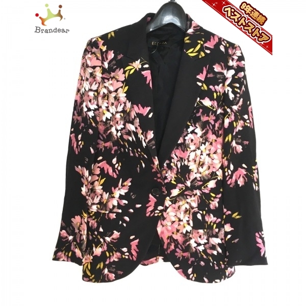 エスカーダ ESCADA サイズ38 L - 黒×ピンク×マルチ レディース 長袖/花