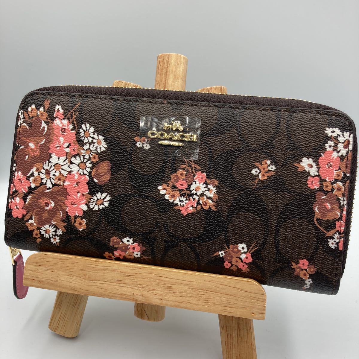 【新品★未使用】正規品 コーチ COACH 長財布 フラワー  F31572 コーチ COACH 長財布 アウトレット F31572 花柄 シグネチャー SV/BR