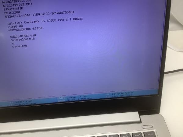 ジャンク!Lenovo 81N70024JP○Core i5 8265U 1.6G 20G 256G SSD 【公式