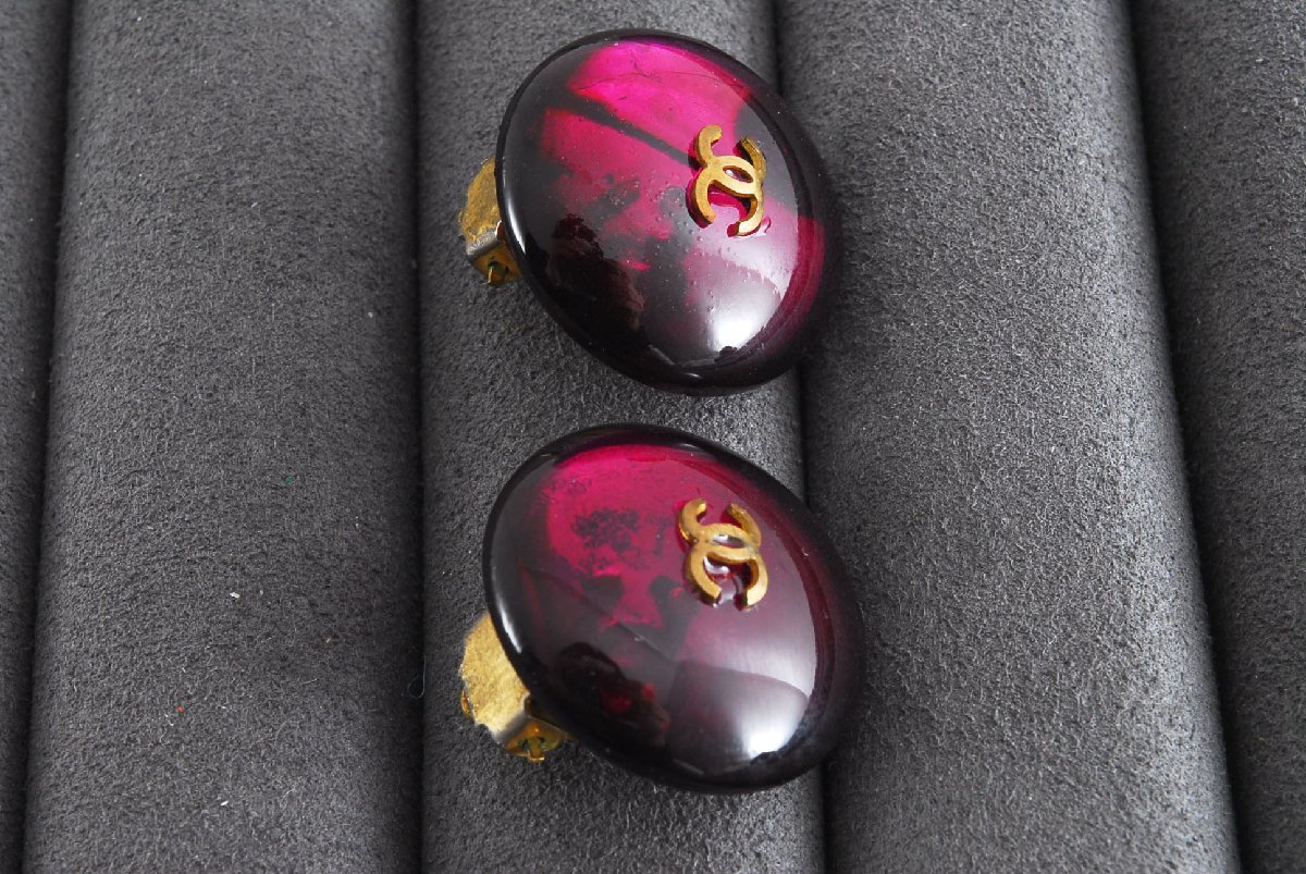美品#シャネル ココマーク レッド カラーストーン イヤリング GP 美品#シャネル ココマーク レッド カラーストーン イヤリング GP