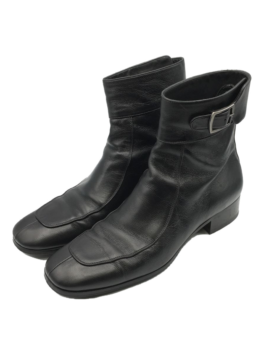 SAINT LAURENT◇スクエアトゥバックジップベルテッドブーツ/43/BLK