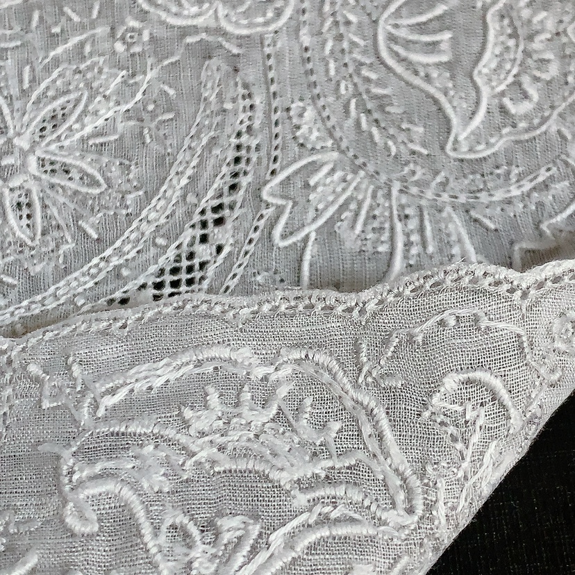 未使用　スワトウ　ハンカチ　岳陽楼　杜甫　綿麻　汕頭　手刺繍　SWATOW箱なし 送料無料 即決 未使用☆中国 ハンカチ スワトウ SWATOW 汕頭 手刺繍
