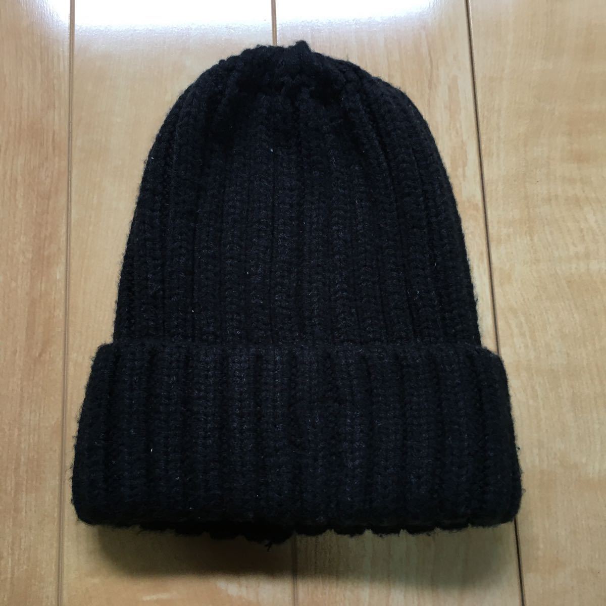 モンクレールニット帽子 黒 ブラック ニットキャップ : ハット＆ベレー