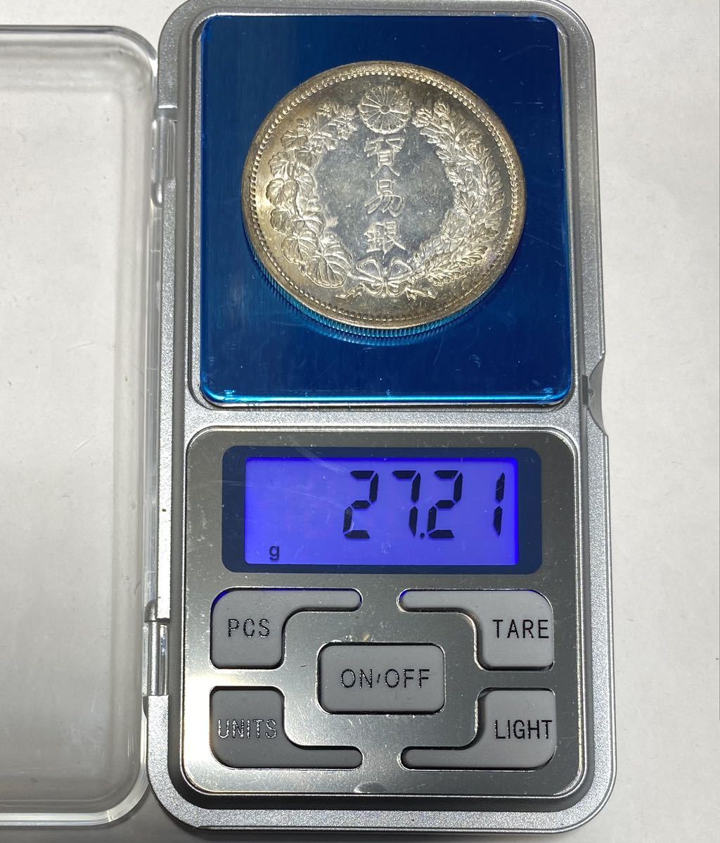 明治九年 貿易銀 美品 量目27.2g 直径38.58mm 厚さ