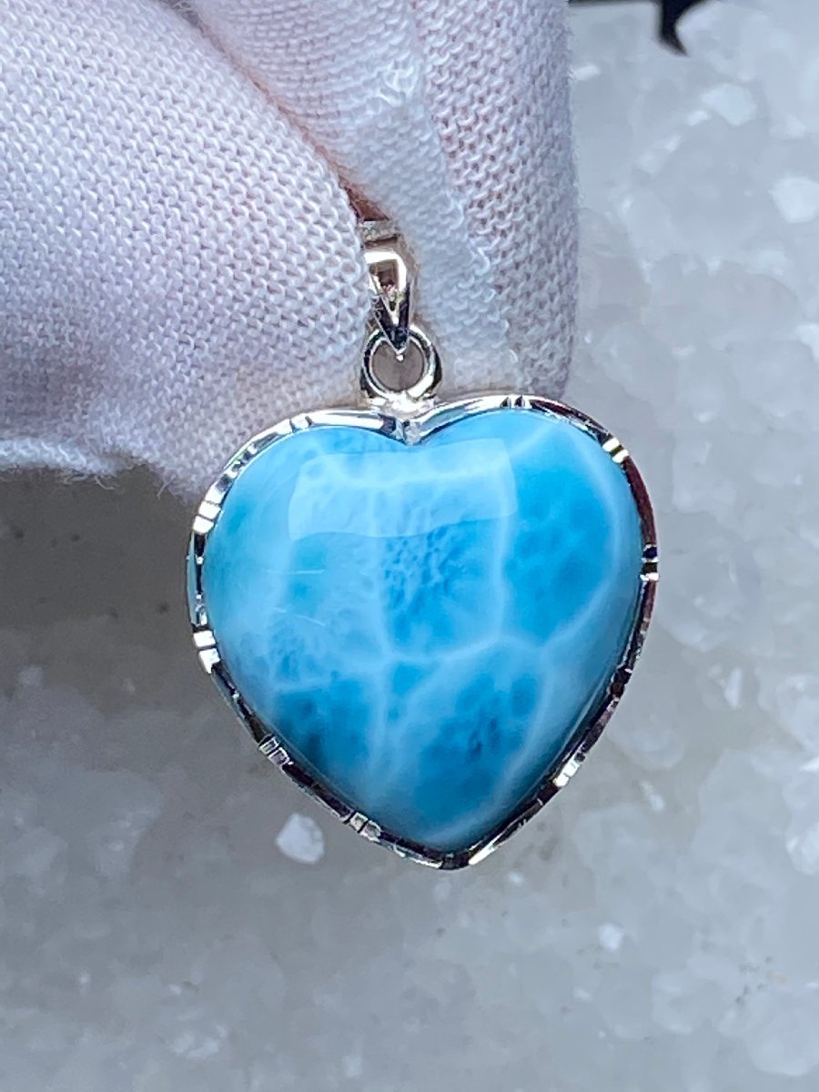 即決 1001J445 天然石★【45Aラリマー】★&925銀ペンダント 17.5x17.3mm（新品）