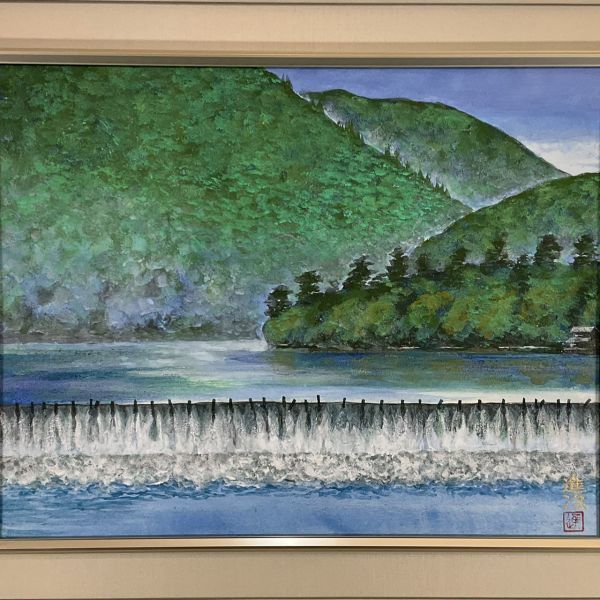 真作■日本画■沢野進次■「雨後嵐山」■10P■ 金落款 共シール ■美景■金沢美大 師:堂本印象 日展会友　1a