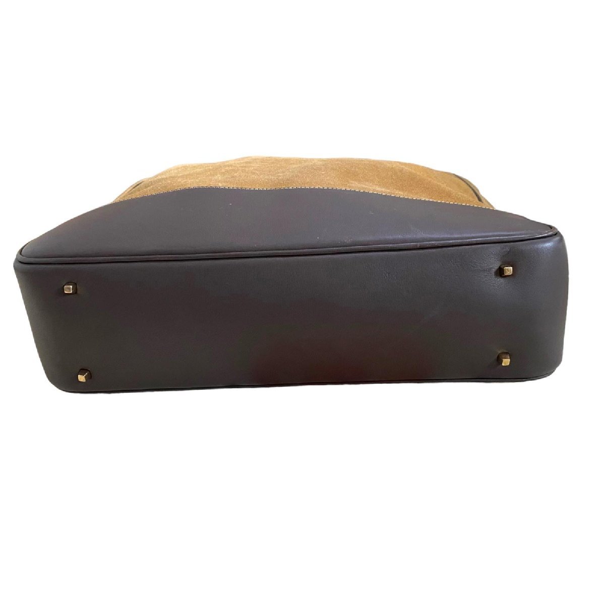 LOEWE ロエベ スエード レザー トートバッグ ポーチ付 カーキ系