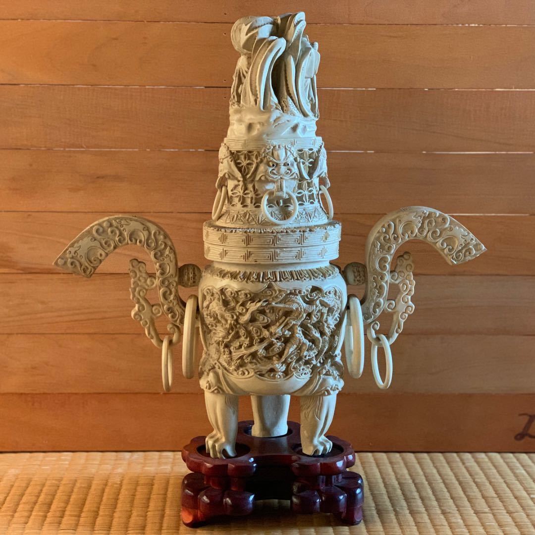 象牙風 置物 彫刻 インテリア 2.6kg