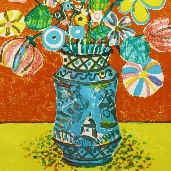 真作】【WISH】アイズピリ PAUL AIZPIRI「花と花瓶」リトグラフ 8号大