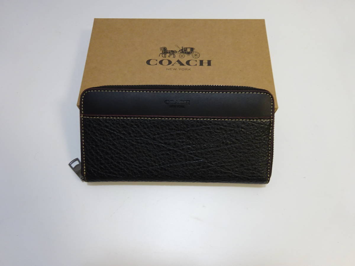 未使用 （97）コーチ coach ラウンドファスナー ジッピーウォレット 正規品 レザー 長財布 ブラック