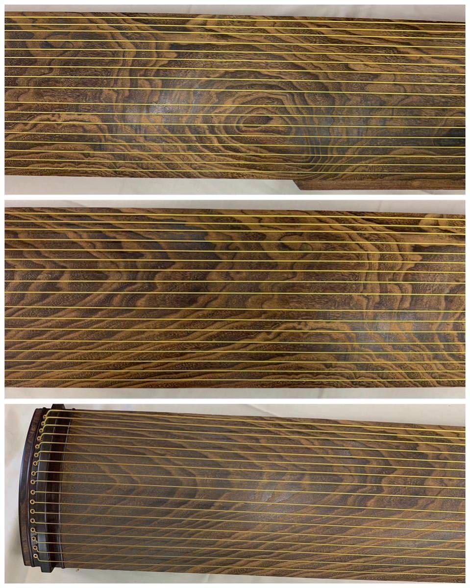 高級琴 箏 13弦 くり甲 綾杉彫り 柏葉 山田流琴 四分六板 楽器