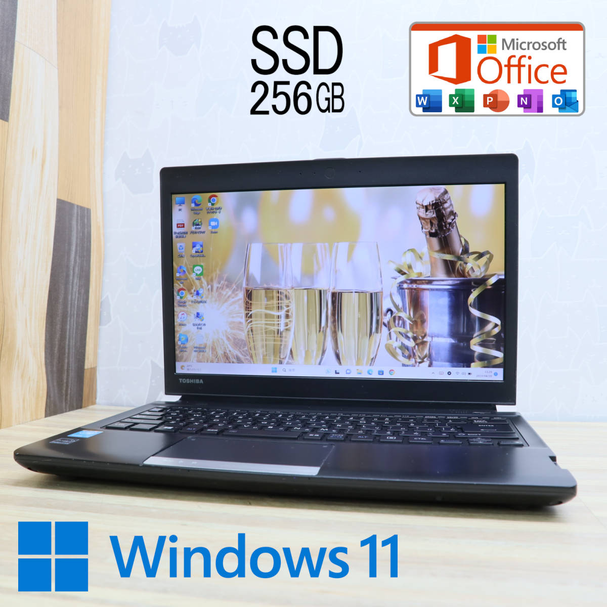 ★超美品 高性能4世代i5！新品SSD256GB★Dynabook R734M Core i5-4310M 高速転送！Bluetooth 無線 Win11 MS Office★P49862