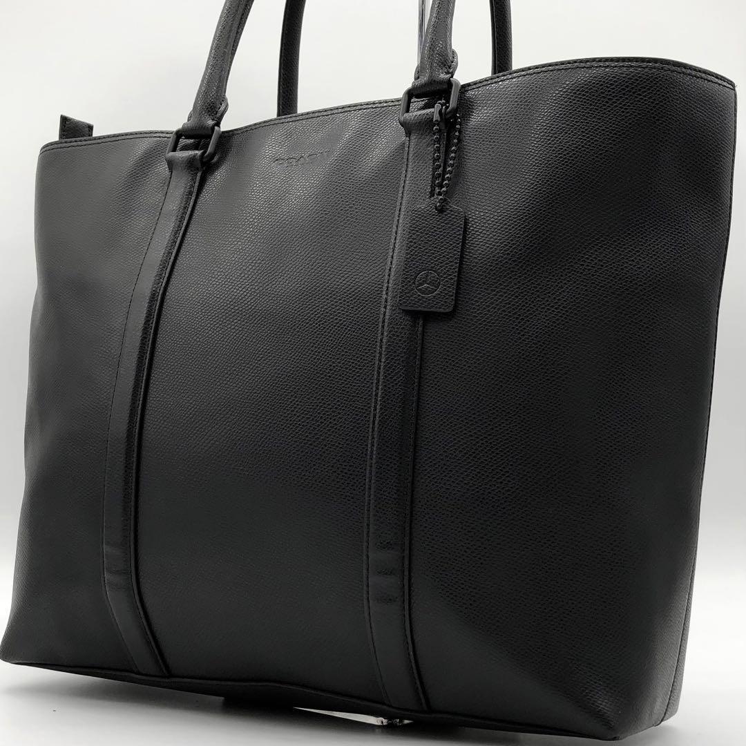 1円極美品COACH コーチ ベンツ130周年 メトロポリタン トートバッグ ショルダー 肩がけ ビジネスバッグ 本革 レザー 黒 A4対応 メンズ
