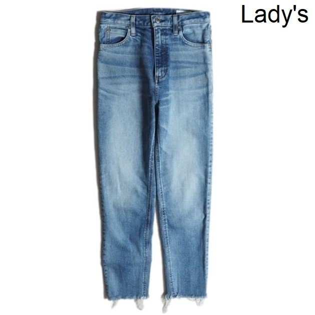 M0235P　▲HYKE ハイク▲　ヴィンテージ加工 カットオフ テーパード デニムパンツ ブルー 28 / ストレッチ スリム シーズンレス rb