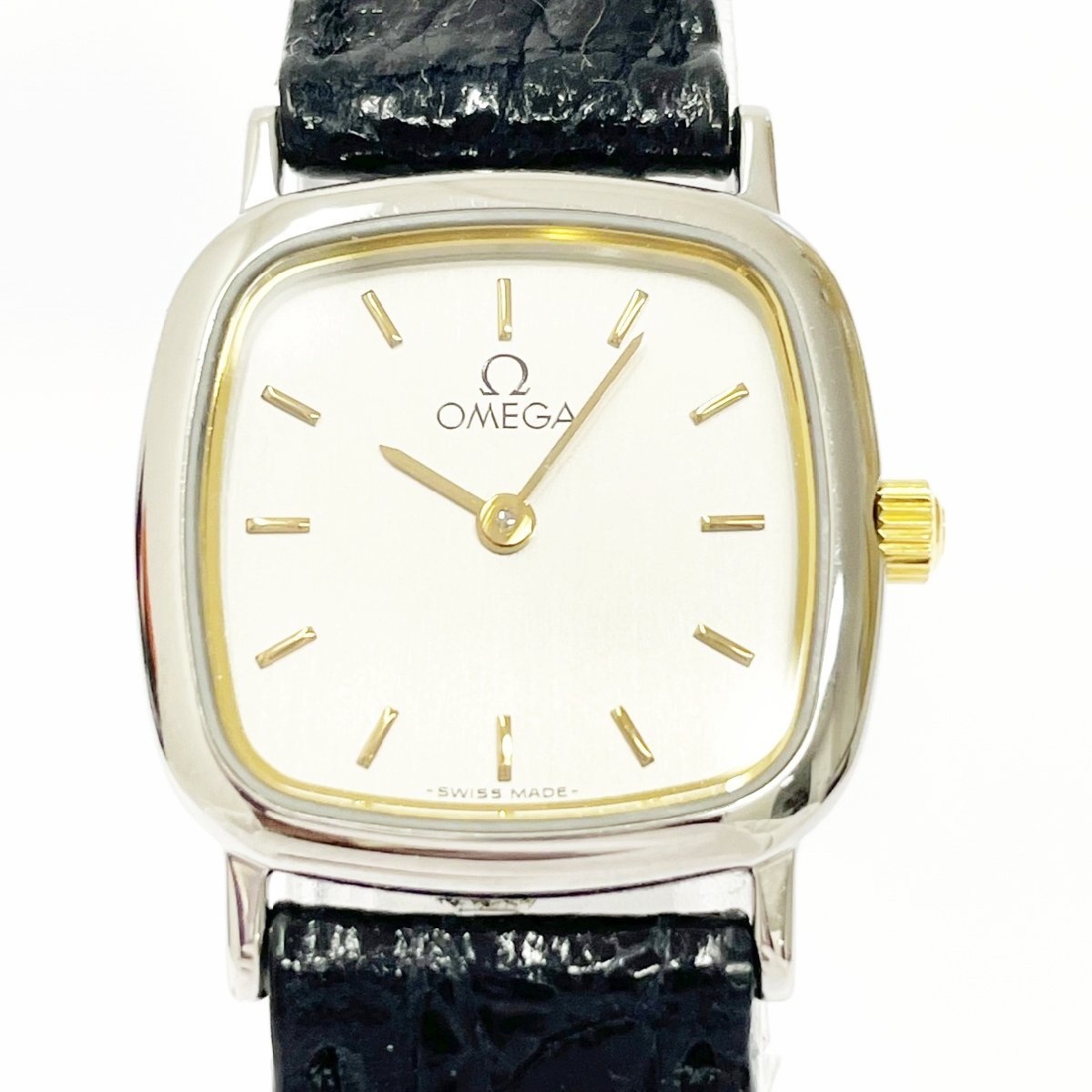 オメガ デビル OMEGA スクエア SS VILLE QZ - デ 手巻き レディース 革ベルト GP スクエアフェイス ビル オメガ&frasl;デヴィルスクエアケース&frasl;シルバーダイヤル&frasl;SS&frasl;手巻き