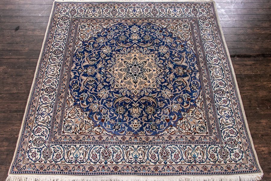 【絨毯】『 ペルシャ絨毯 ナイン シルクウール 径213×195cm 36万ノット 15880 』 インテリア カーペット ラグ 家具 カフェ ギャラリー