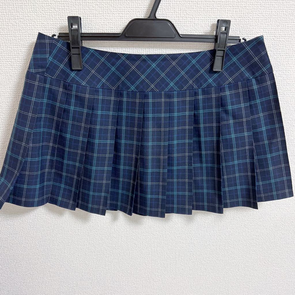 制服 紺・青・緑・白 チェック柄 マイクロミニスカート W78 丈32 夏用 大きいサイズ