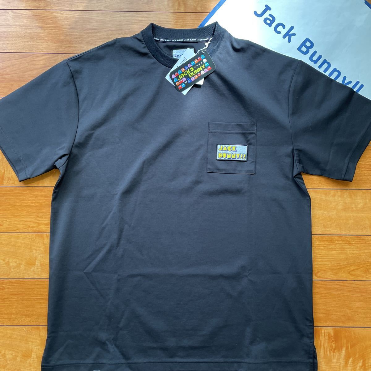 送料無料ジャックバニーbyパーリーゲイツJB×PAC-MANコラボTシャツ吸水速乾滑かスムースSTRETCHオーバーサイズDesign Black(お買得5)新品