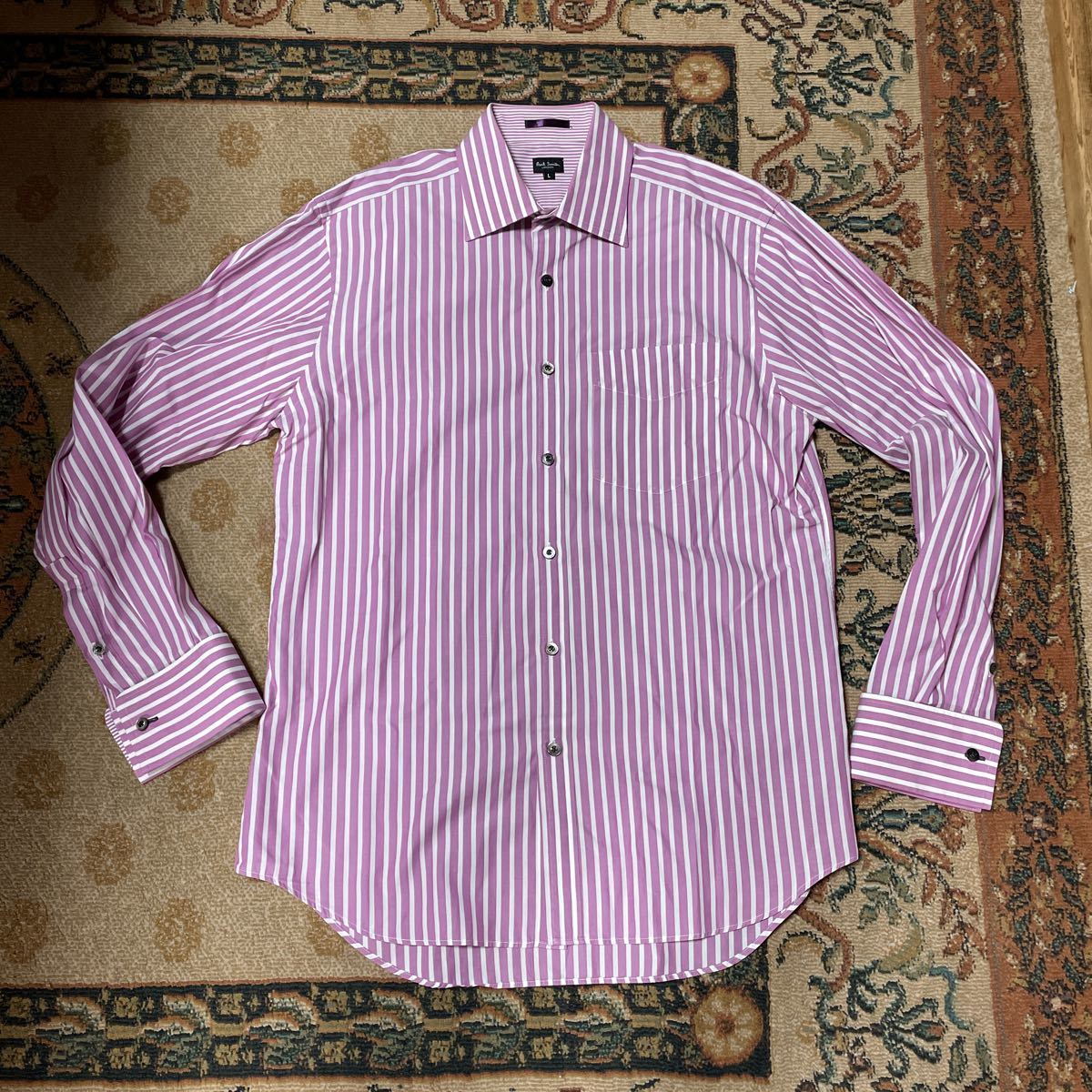 美品 Paul Smith ポールスミス カフス 長袖シャツ ワイシャツ ストライプ メンズサイズL