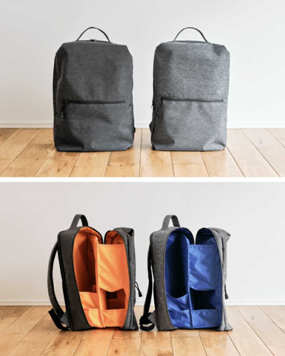 KABAG box カバッグ ボックス 時短リュック 男女兼用 多収納 多ポケット ダークグレー／オレンジ