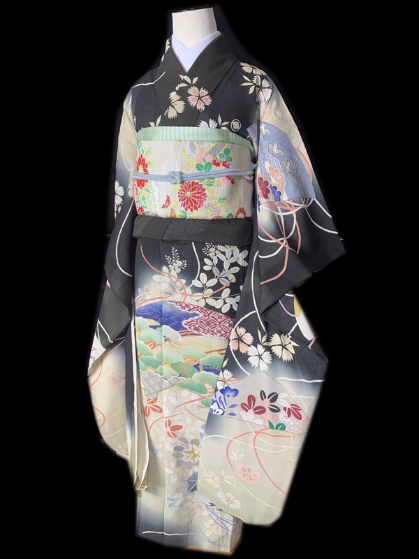 ☆きものさらさ アンティーク着物帯☆絽縮緬振袖 夏着物 希少 大正  