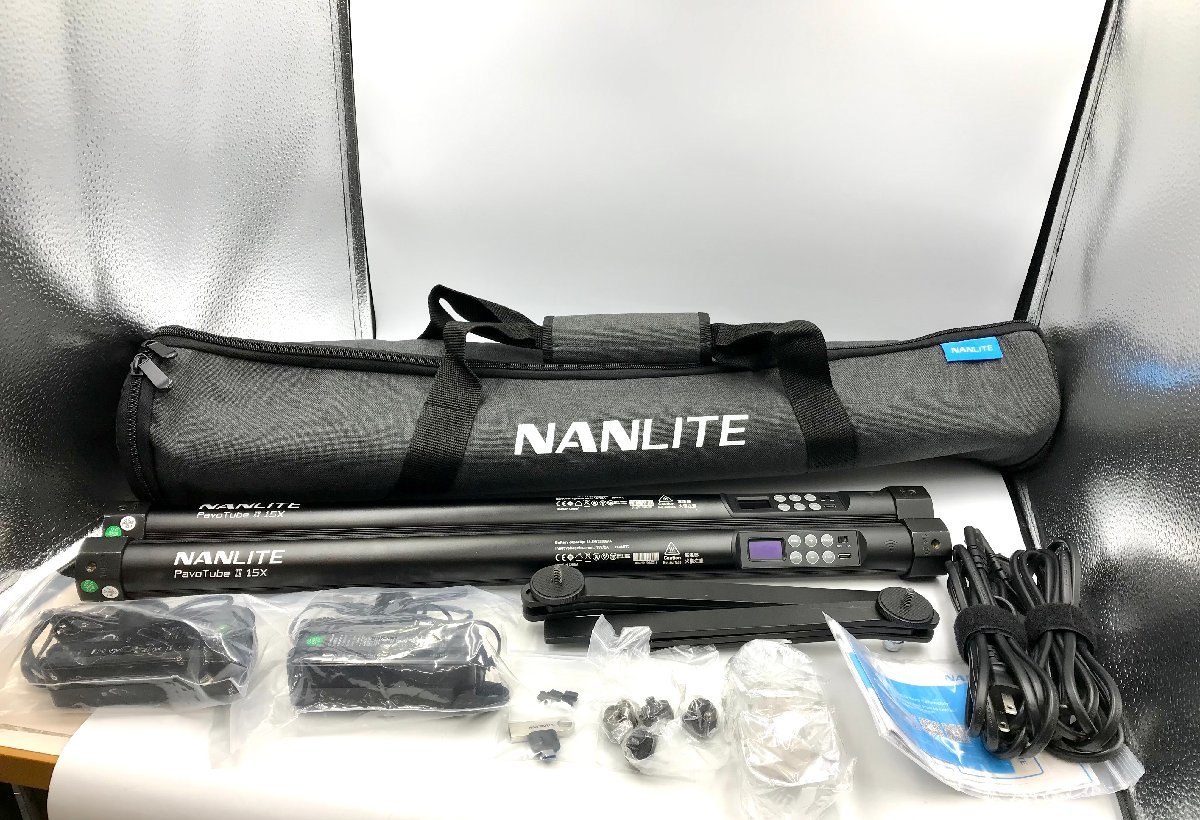 △ NANLITE ナンライト PavoTubeⅡ15X 2KIT(2本)チューブ型撮影用ライト RGBライト LEDライト 2700K-12000K 専用フロアスタンドセット 美品