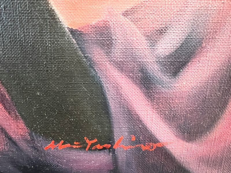 【FCP】 真作保証 八代亜紀 油彩画８号 「熱唱」 本作品を持った作家本人ポラロイド写真(サイン入り)付属 2002年作 ミリオンアートシール有_3