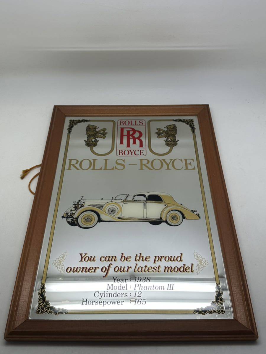 パブミラー ロールスロイス ROLLS ROYCE 鏡 アンティーク ROLLS-ROYCE ロールスロイス 1938 PHANTOM Ⅲ 鏡 ミラー 額 サイズ 約