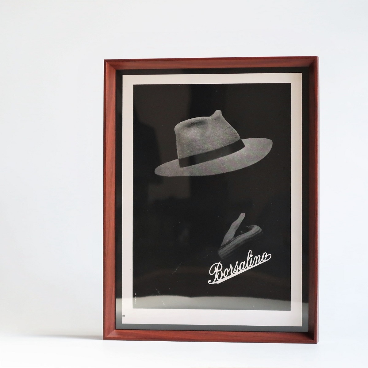 Borsalino ボルサリーノ 1946年 ハット 帽子 中折れ イタリア ヴィンテージ 広告 額装品 アートフレーム アンティーク ポスター 稀少_3