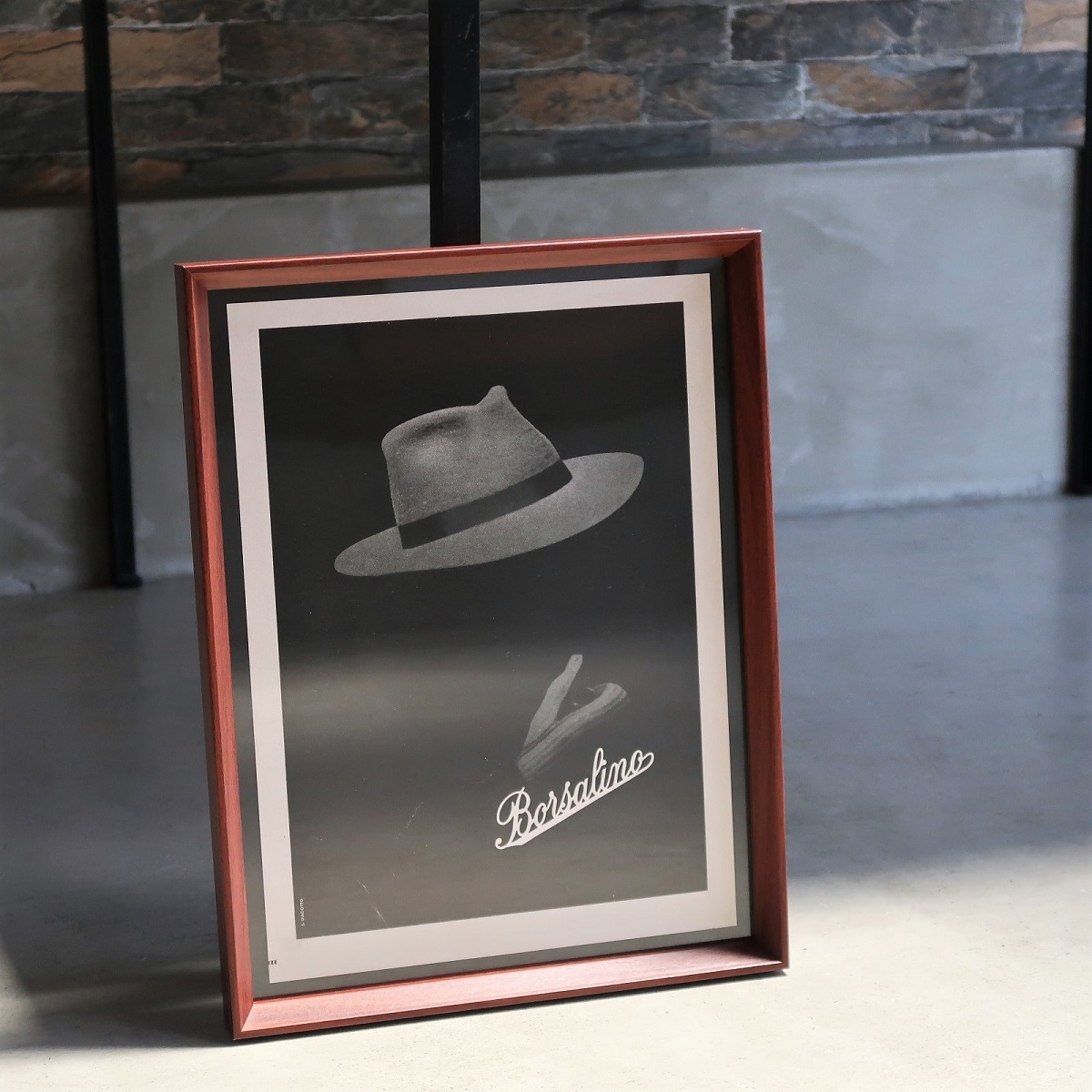 Borsalino ボルサリーノ 1946年 ハット 帽子 中折れ イタリア ヴィンテージ 広告 額装品 アートフレーム アンティーク ポスター 稀少_5