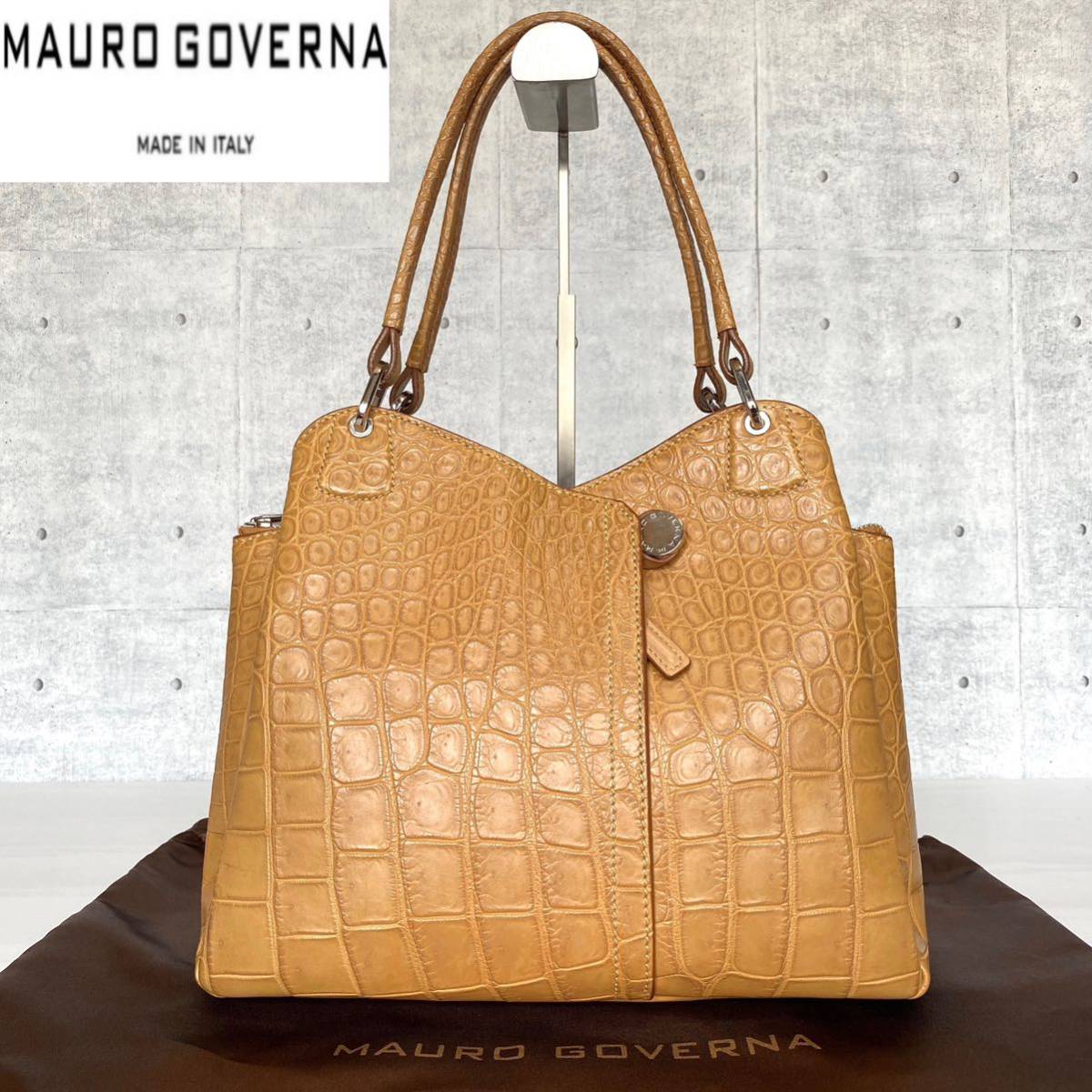 美品 MAURO GOVERNA マウロゴヴェルナ マウロゴベルナ クロコダイル 