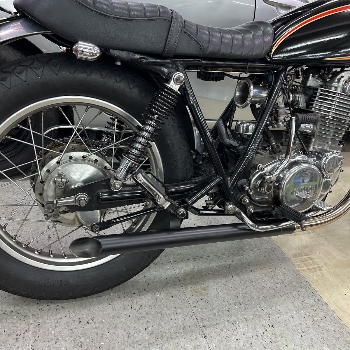 ど*ゃ様 ワンオフ　SR400 ショート菅　ドラッグパイプスラッシュカットマフラ ワンオフ SR400 ショート菅 ドラッグパイプスラッシュカットマフラー