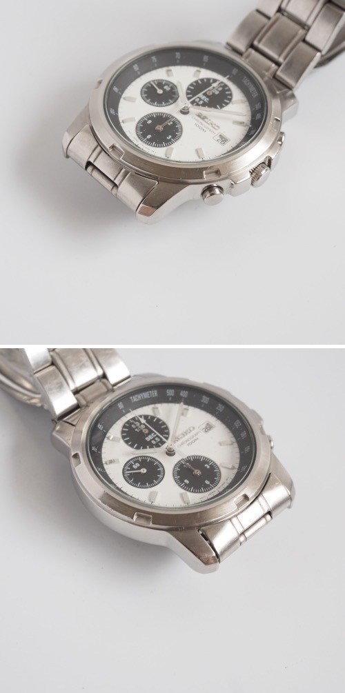 SEIKO 7T92-0BF0 クォーツ パンダ 腕時計 クロノグラフ メンズ