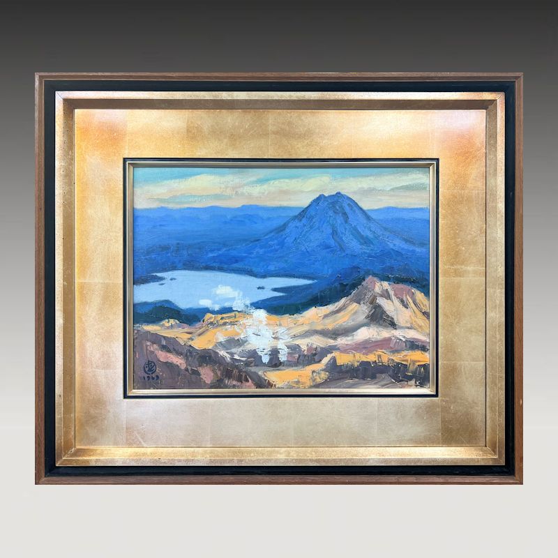FCP】 真作保証 坂本直行 油彩画8号 「雌阿寒より 阿寒湖と雄阿寒 
