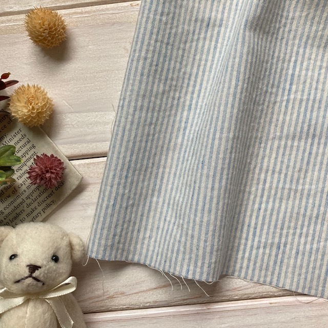 ■オーガニックコットン100％■シングルガーゼストライプ サックス■0.5ｍ◇jラスト1ｍです！_2