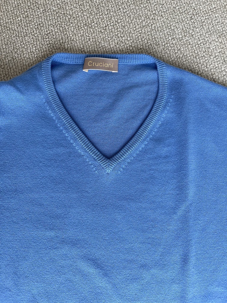 クルチアーニ Cruciani イタリア製 春夏 コットンセーター 水色 USED