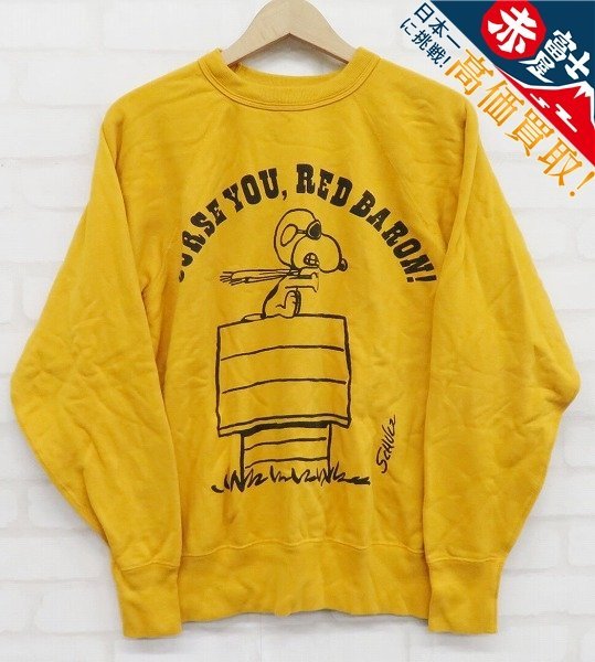 7T3825/WAREHOUSE×PEANUTS CURSE YOU RED BARON スヌーピー ラグラン 