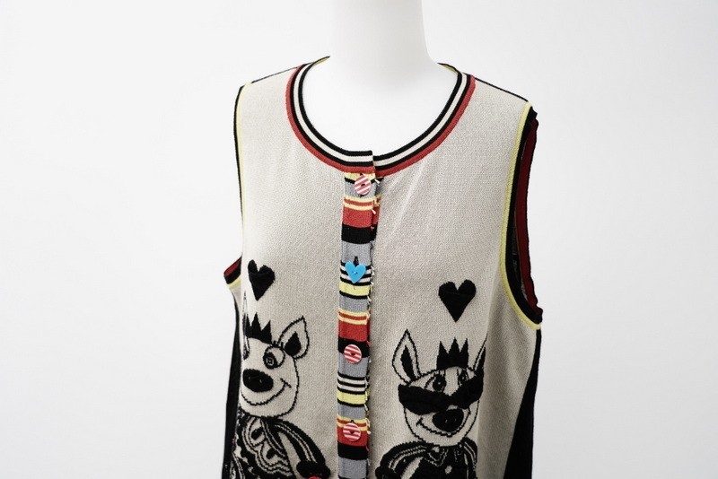 OLLEBOREBLA アルベロベロ ラメニット ベスト ぶたモチーフ M TG0221△OLLEBOREBLA/オレボレブラ*アルベロベロ*ぶたさん柄*Aライン